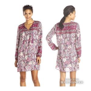 Lucky Brand Pintuck Pleat Shift Dress Sz M Multi